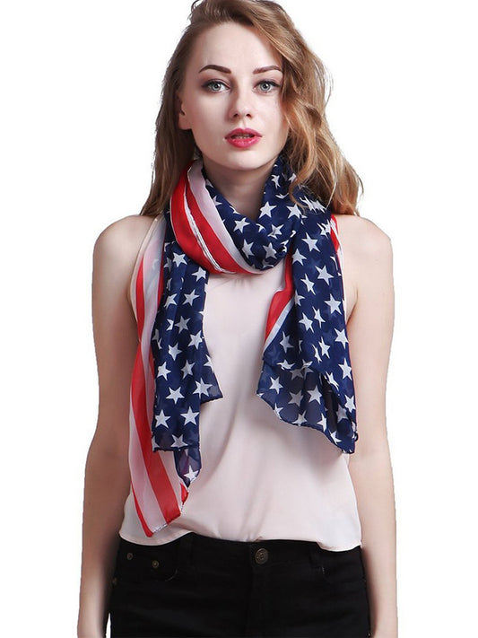 American Flag Print Scarf Face Chiffon Shawls