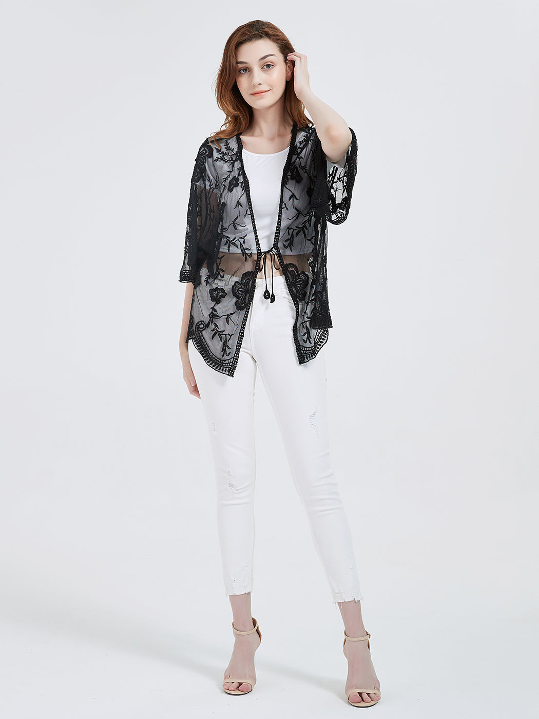 White lace cardigan top new look