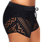 Womens Side Split Waistband Bokini Swim Lace Shorts with Panty Liner