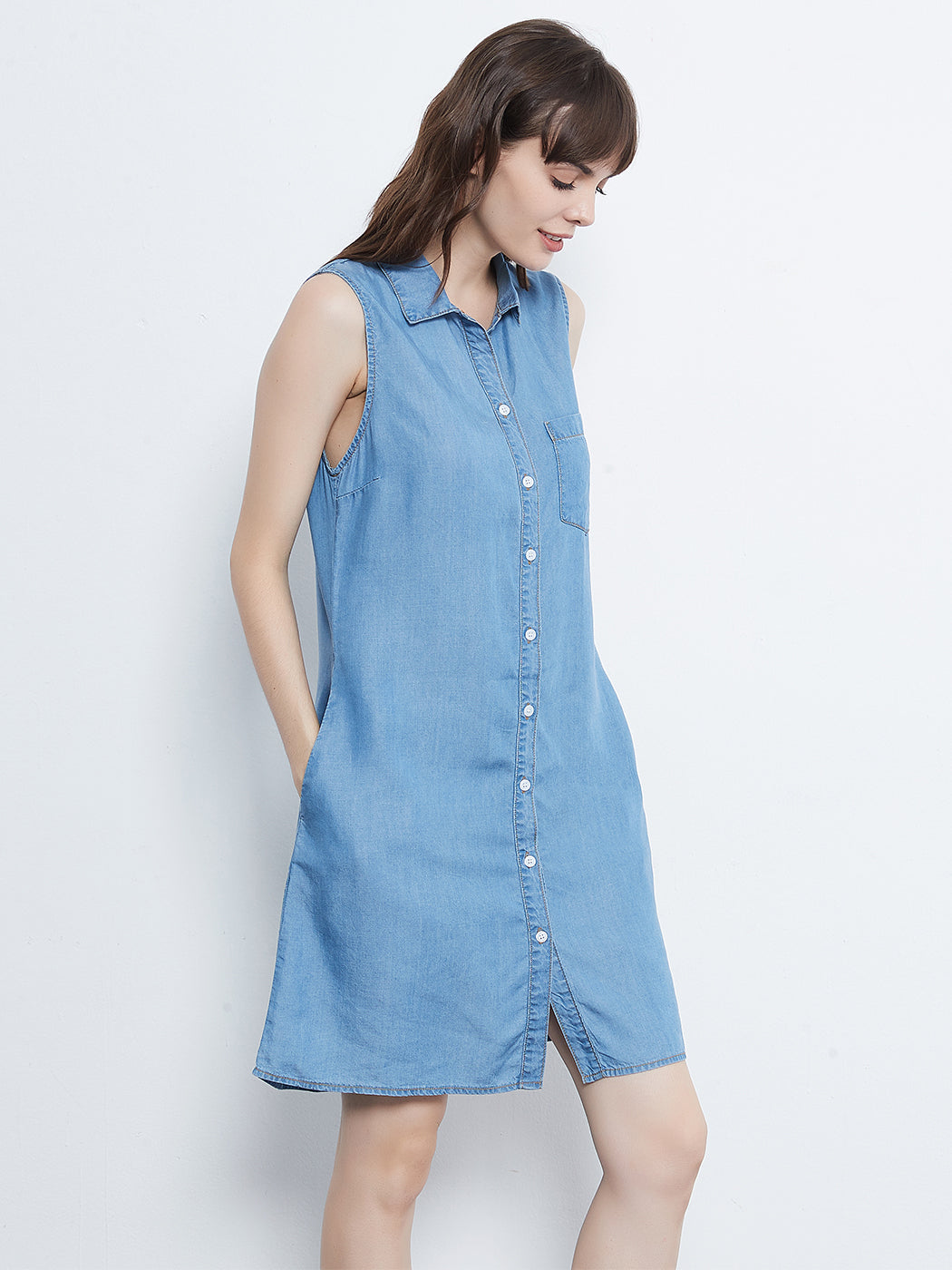 Sleeveless shirt dress - Blue - Kids | H&M IN