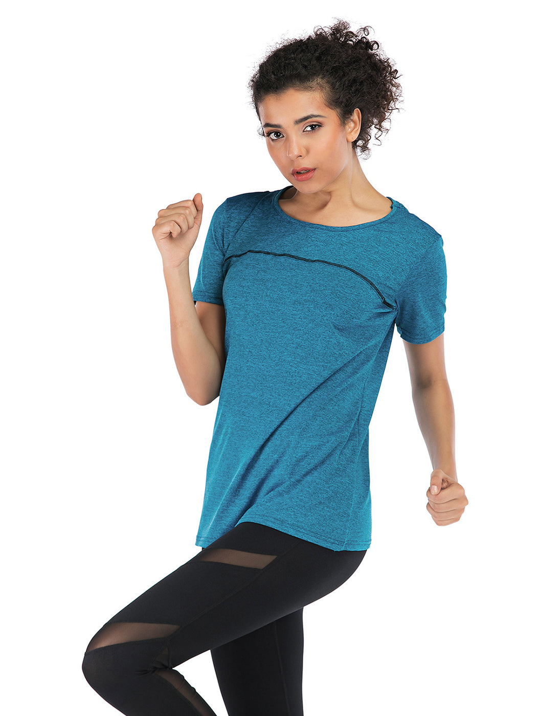 Short Sleeve Yoga Tops Activewear Running Workouts Cross Back Sports Shirts