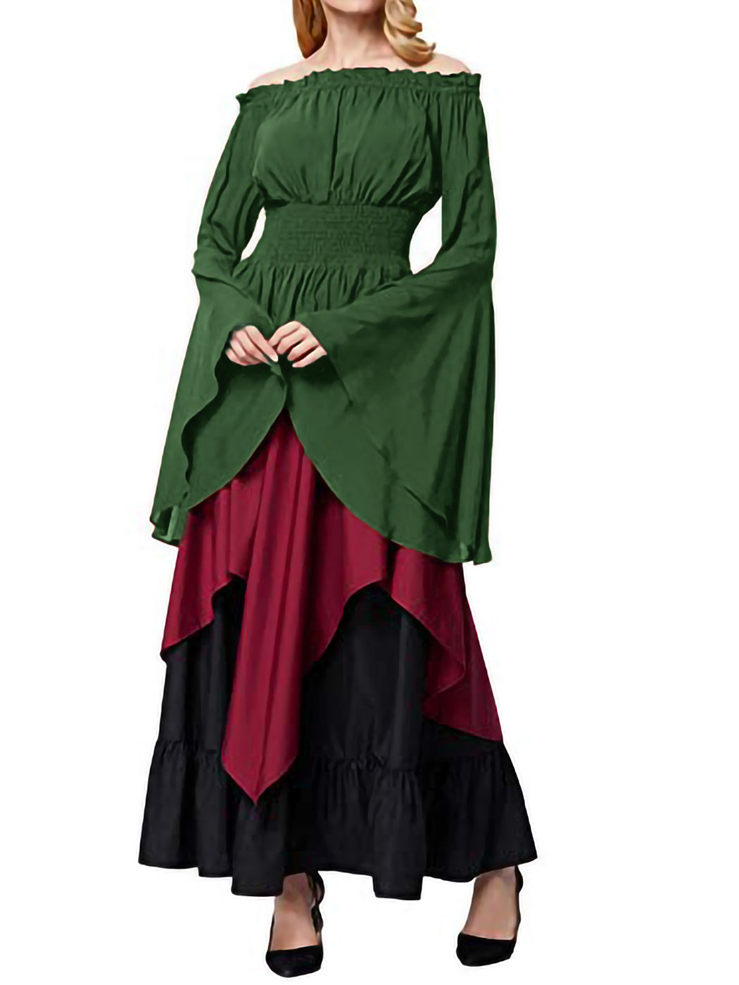 Long Sleeve Off Shoulder Peasant Shirt Gothic Renaissance Blouse Medieval Victorian Costume Boho Tops