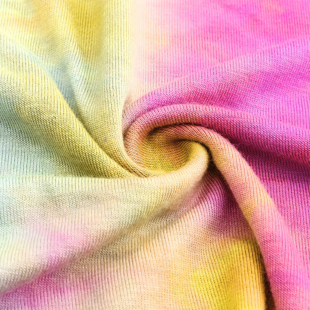 Tie Dye Printed Ripped  Short Sleeve  Loose Top