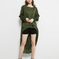 Lantern Long Sleeve Tops High-Low Hem Tunic Round Neck Asymmetrical Irregular Hem Casual Blouse Shirt Dress