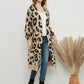 Long Sleeve Leopard Print Cardigan Open Front With Pockets