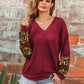 V Neck Lightweight Long Sleeve Leopard Fall Winter Soft Casual Pullover Sweaters