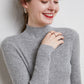 Knit Mock Turtle Neck Wool Stretch Long Sleeve Pullover Sweater