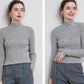 Knit Mock Turtle Neck Wool Stretch Long Sleeve Pullover Sweater