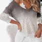 V Neck Stretch Long Sleeve Lightweight Knit Casual Pullover Sweater Tops