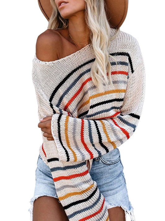 Loose Long Sleeve Stripe Autumn Pullover Sweater