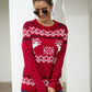 Christmas Sweater Long Sleeve Reindeer Snowflakes Patterns Knit Pullover Tops