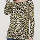 Anna-Kaci Casual Tops Leopard Print T-Shirt Crewneck Long Sleeve Stretchy Blouse