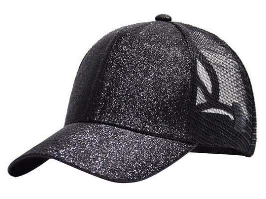 Glitter Ponytail Mesh Baseball Cap | Womens Adjustable