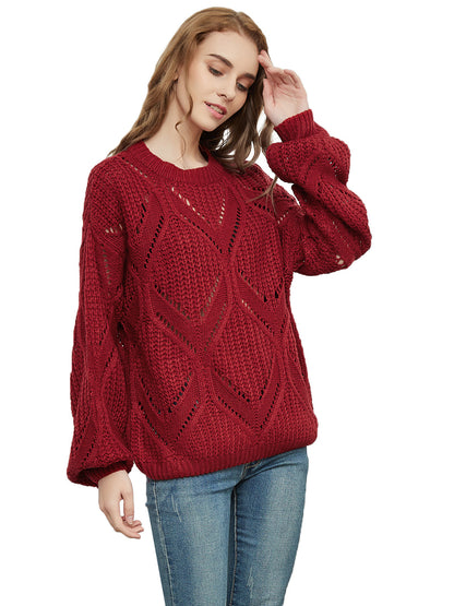 Long Sleeve Patterned Pullover Sweater