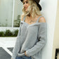 Long Sleeve Cold Shoulder Knit Pullover Sweater