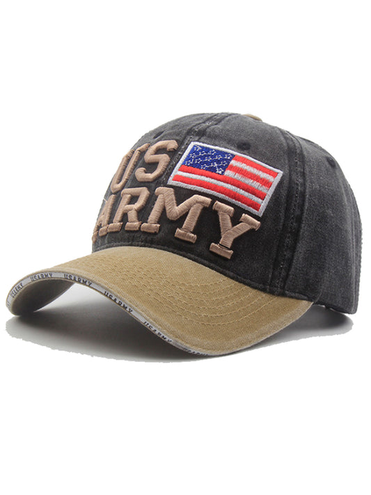 USA American Flag Hat US Army Letter Embroidery Cotton Adjustable Baseball Cap for Men Women
