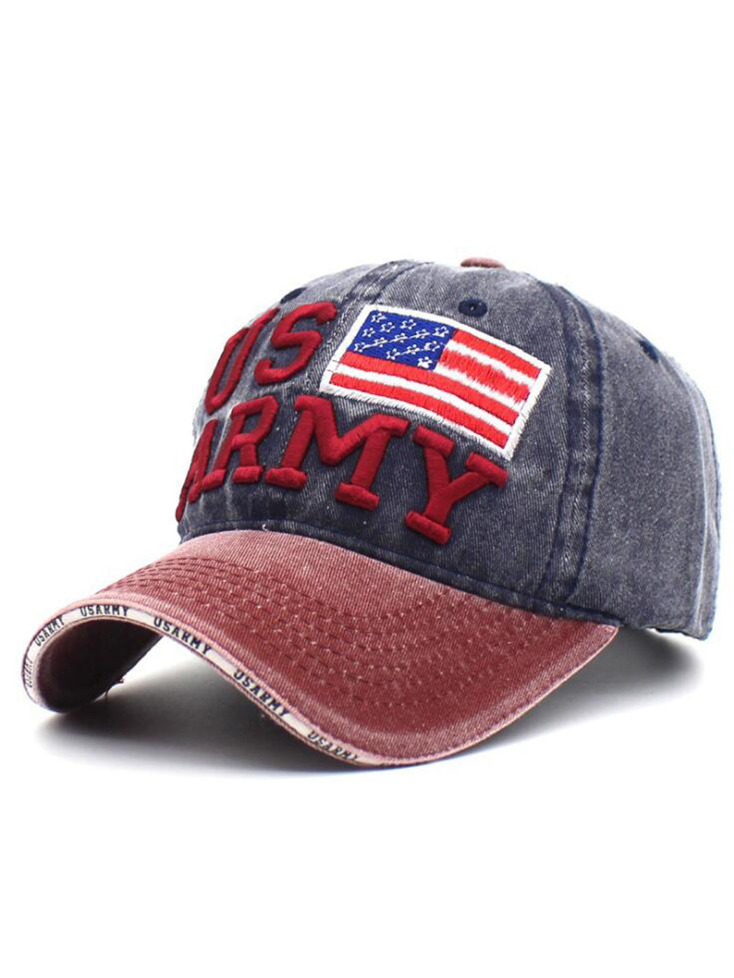 USA American Flag Hat US Army Letter Embroidery Cotton Adjustable Baseball Cap for Men Women