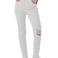 Ripped Frayed Hem Denim Stretch High Rise Skinny Ankle Jeans