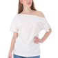 Women's Solid Cotton Stretchy Sexy Off Shoulder Casual T-Shirt Blouse