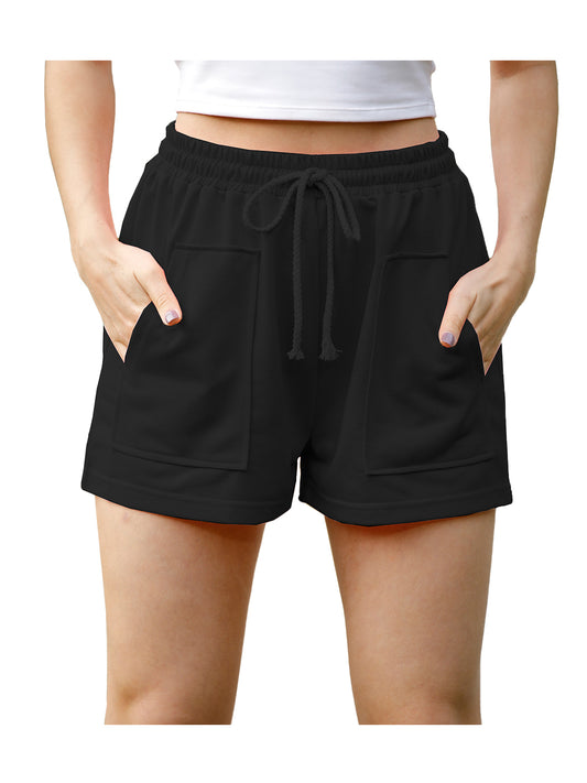 Running Short Casual Loose Plain Drawstring Elastic Waist Pockets Summer Beach Shorts Lounge Pants