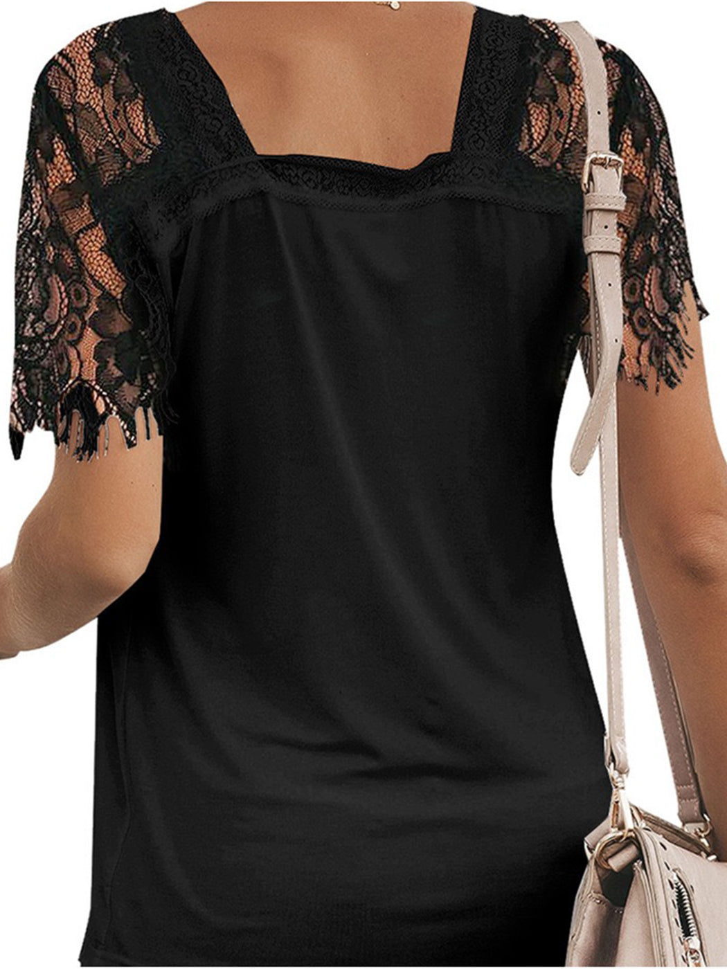 Lace Short Sleeve T-Shirt V Neck Cotton Summer Casual Tops Tee Shirts