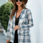 Anna-Kaci Women's Open Front Plaid Blazer Coat Jacket Long Sleeve Mock Front Pockets Formal Work Attire