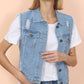 Anna-Kaci Women Sleeveless Distressed Denim Jean Vest Jacket Button Up Crop Outwear