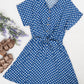 Anna-Kaci Womens Casual Dress Short Sleeves Button Up Polka Dot Printed Tie Waist Mini Dresses