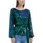 Anna-Kaci Womens Long Sleeve Sequin Top Sparkly Party Pullover Sweatshirt