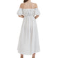 Anna-Kaci Women White Summer Fall Renaissance Dresses Casual Boho Lantern Sleeve Off Shoulder Fairy Long Dress Beige,Large