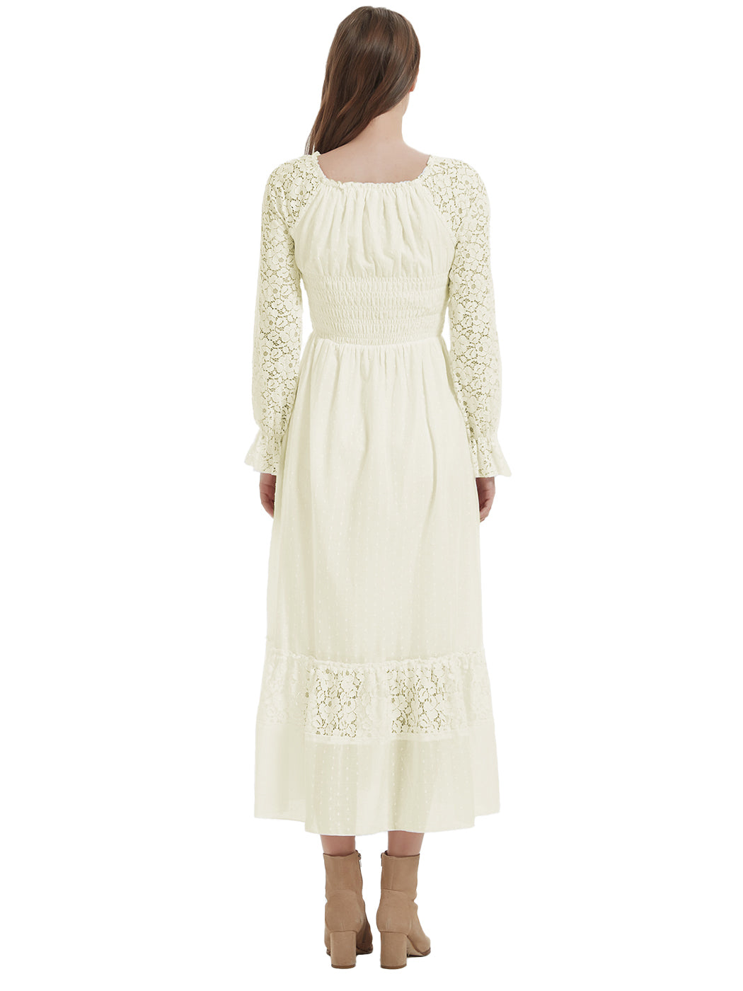 Anna-Kaci Womens Dresses Lace Long Sleeve V Neck Fall Maxi Dress for W –