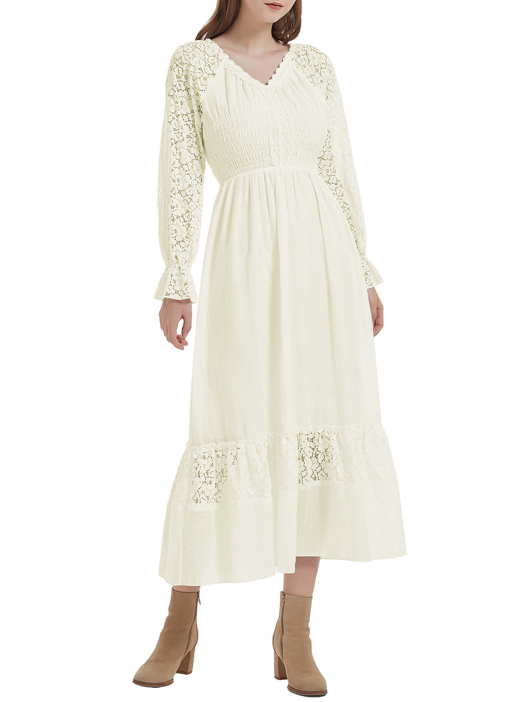 Anna-Kaci Womens Dresses Lace Long Sleeve V Neck Fall Maxi Dress for W ALILANG.COM Anna-Kaci Womens Dresses Lace Long Sleeve V Neck Fall Maxi Dress for W ALILANG.COM