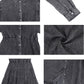 Anna-Kaci Women's Casual Long Sleeve High Waist Button Down Tiered Denim Shirt Dress