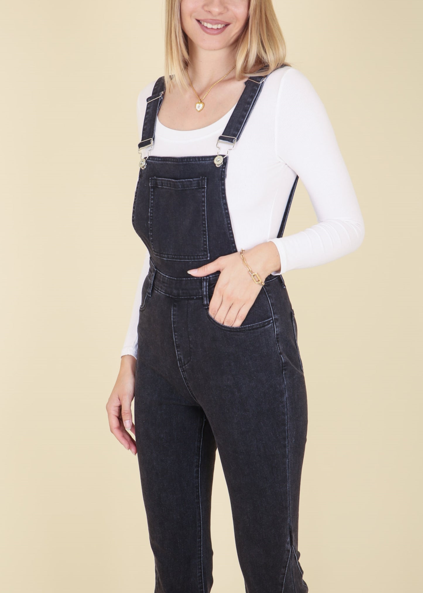 Anna-Kaci Women's Flare Overalls Jumpsuits Retro Bell Bottom Jeans Skinny Denim Overalls