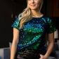 Anna-Kaci Women's Glitter Sequin Tops Short Sleeve Sparkly Shirt Blouse