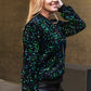 Anna-Kaci Women's Sparkly Sequin Jacket Glitter Long Sleeves Front Zip Up Bomber Jacket with Ribbed Cuffs
