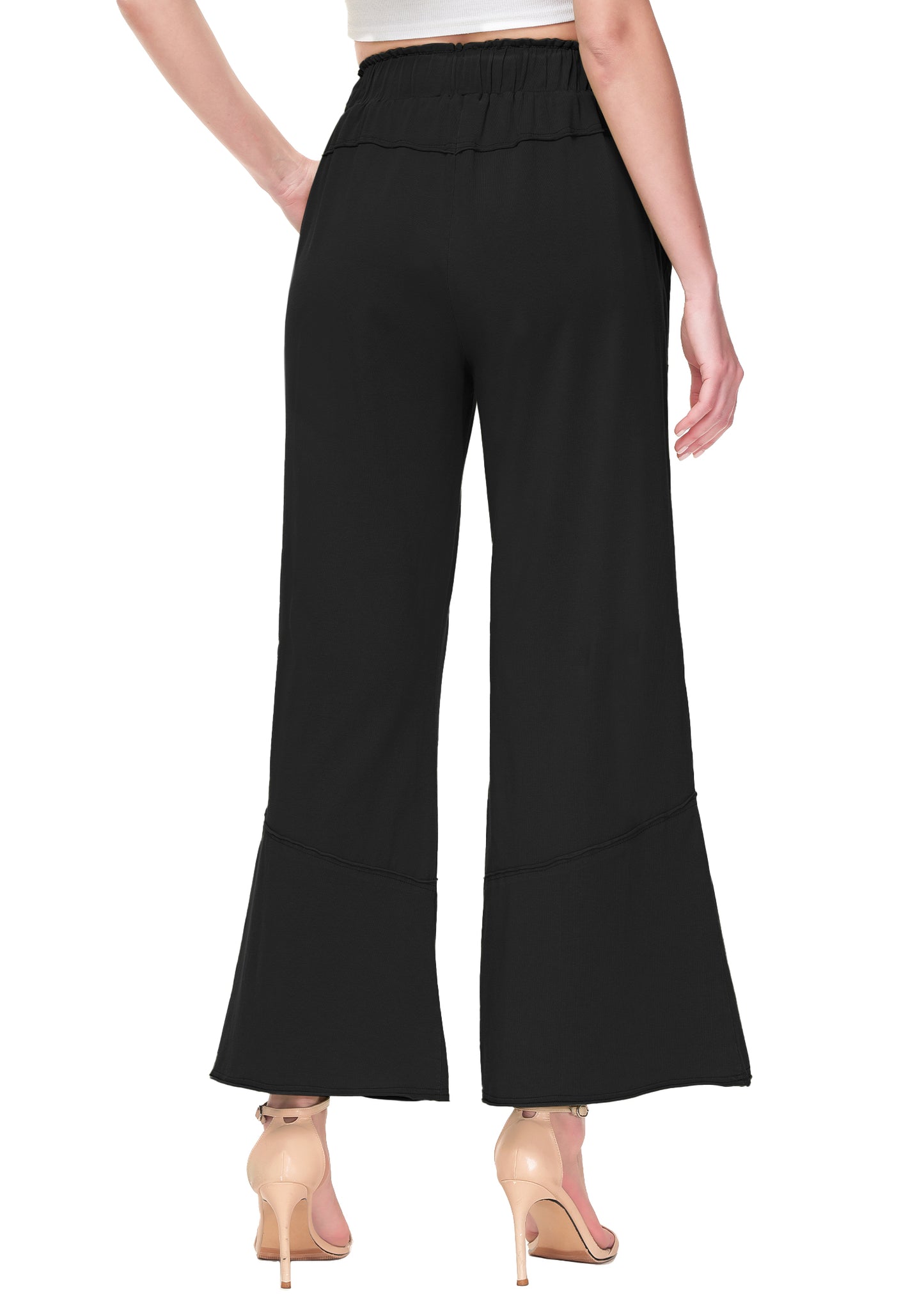 Anna-Kaci Womens High Waist Drawstring Wide Leg Long Pants Casual Loose Soft Ladies Pants with Pockets