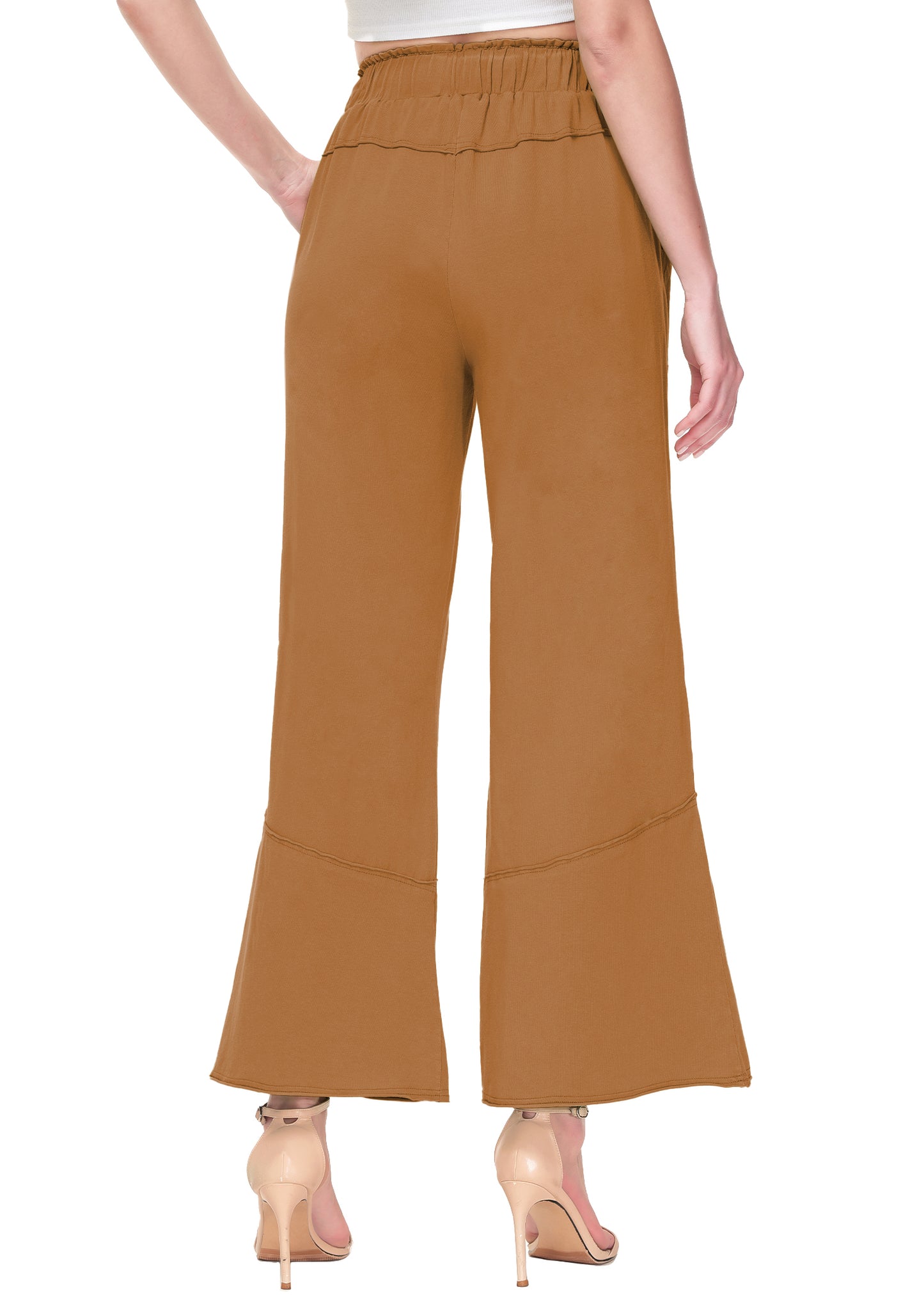 Anna-Kaci Womens High Waist Drawstring Wide Leg Long Pants Casual Loose Soft Ladies Pants with Pockets