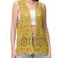 Anna-Kaci Womens Floral Crochet Cardigan Lace Trim Sleeveless Open Front Vest