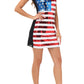 Anna-Kaci Women's American Flag Sequin Dress V-Neck Sleeveless USA Patriotic Striped Glitter Tank Mini Dress