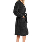 Anna-Kaci Unisex Soft Shawl Collar Long Fleece Bathrobe, Grey, Small/Medium